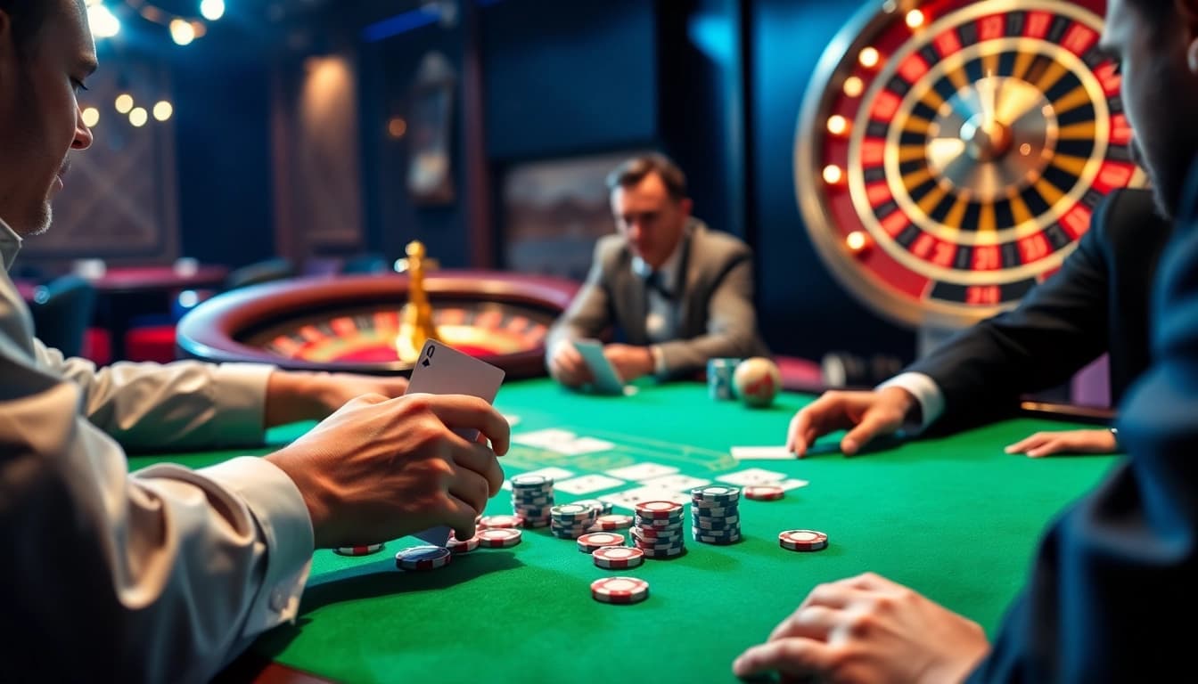 Experience the excitement of gambling at 32 WIN with a vibrant poker table scene.