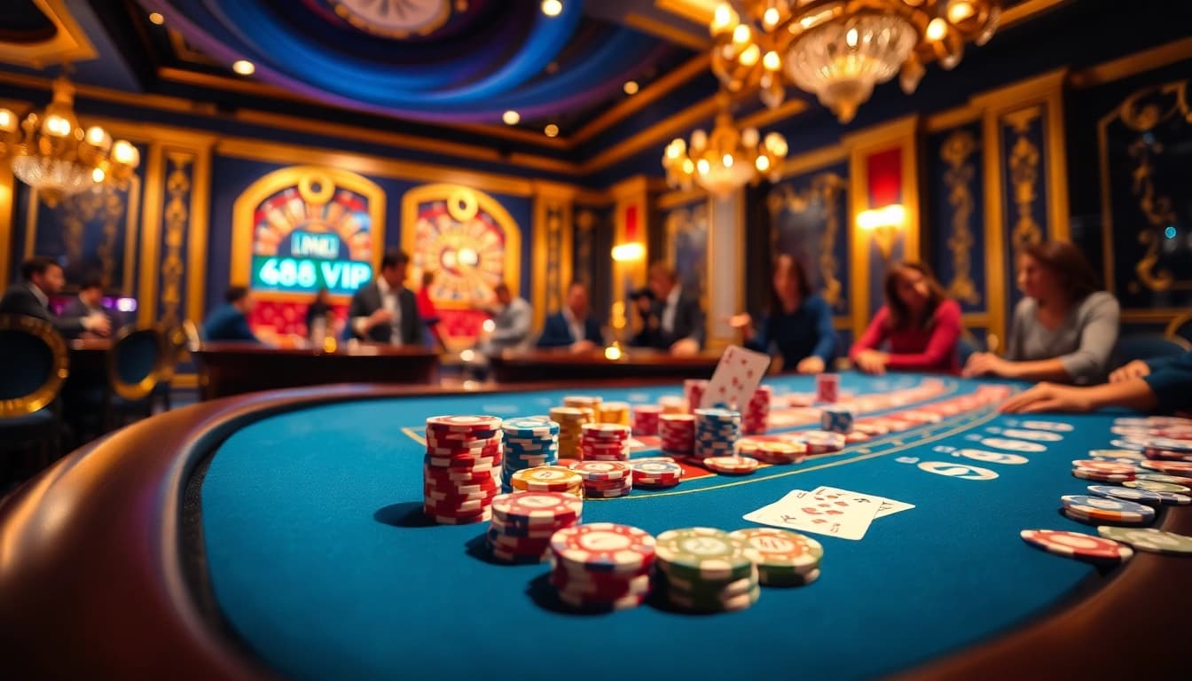 Experience the excitement of 68VIP with vibrant casino tables and gaming action.
