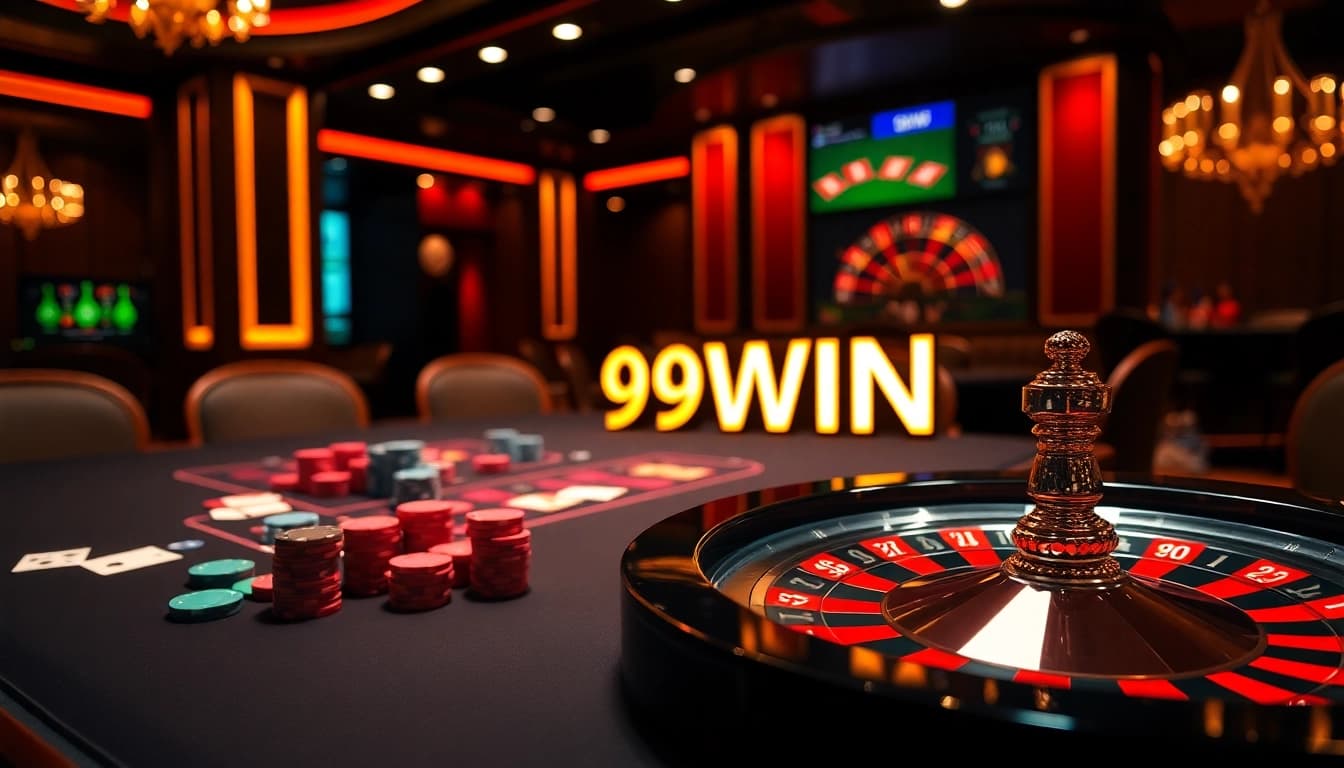 Experience the thrill of winning with 99WIN at a luxurious casino table.