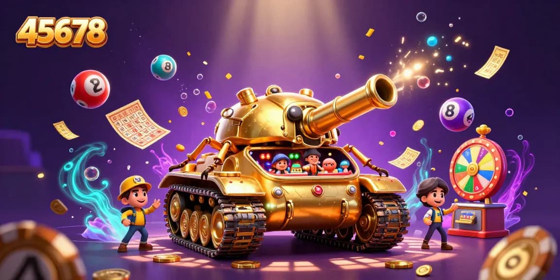 Experience thrilling wins with 45678's vibrant casino-themed tank filled with fun gaming elements.