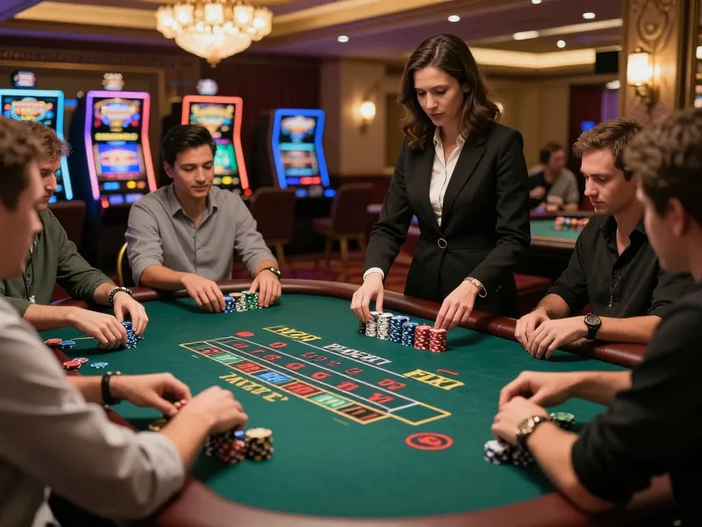 Experience the thrill at nhà cái luck8 with players at a Baccarat table enjoying the game.