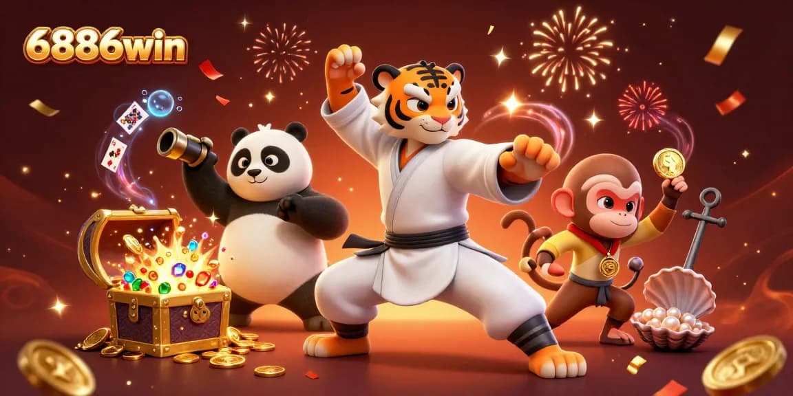 Experience the thrill of wins with 6886win through vibrant casino adventures in a dynamic 3D illustration.