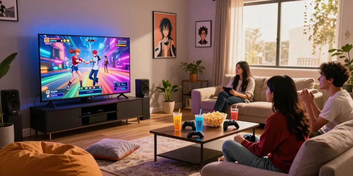 Friends enjoying hentai games online in a cozy gaming setup.