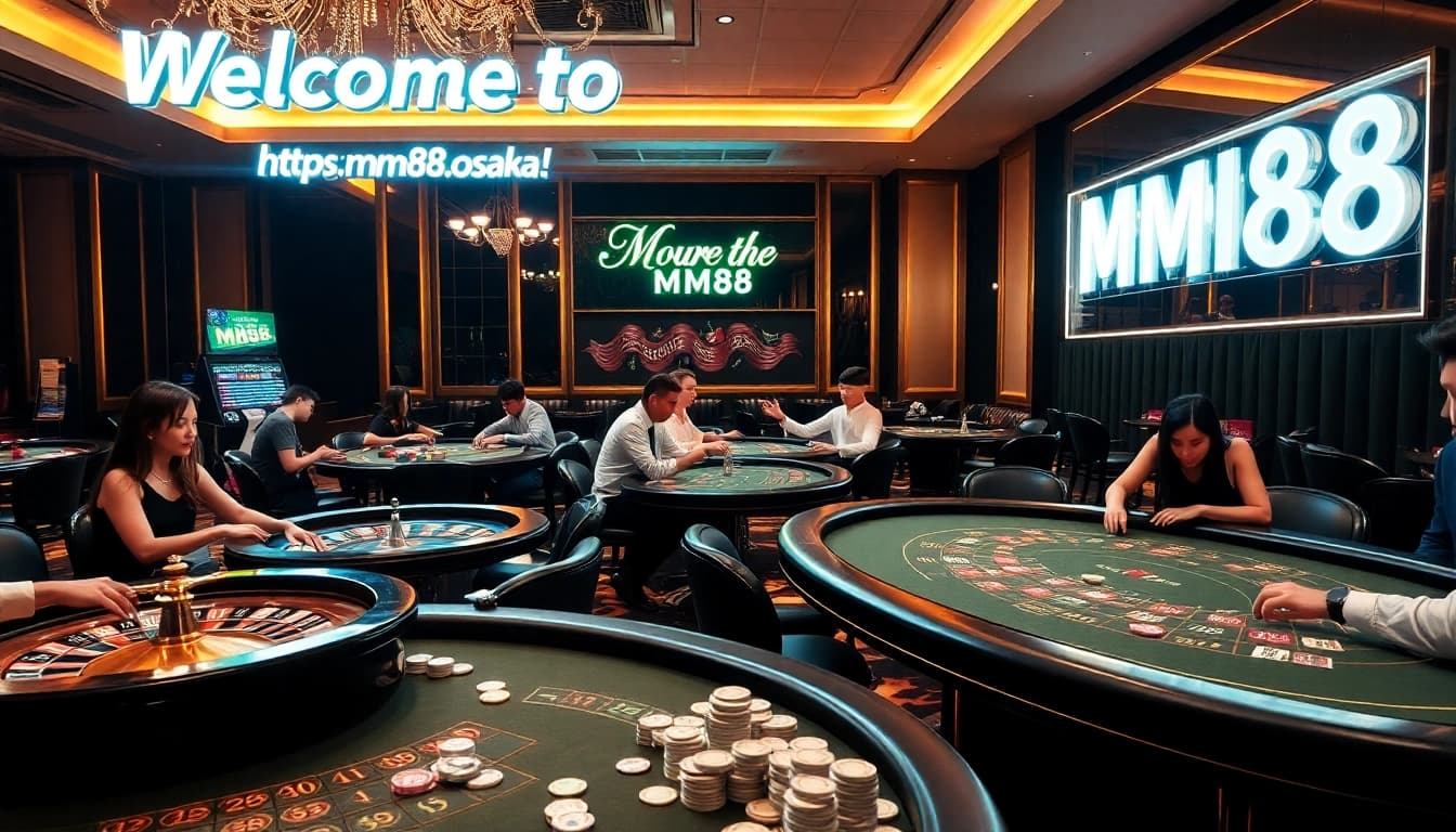 High-stakes gaming at https://mm88.osaka/ with engaged players enjoying roulette and blackjack.
