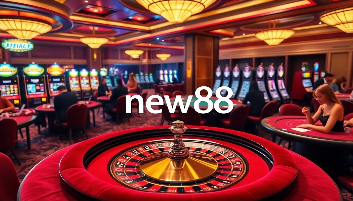 Exciting roulette game at new88 casino highlighting vibrant action and players engaged in gameplay.