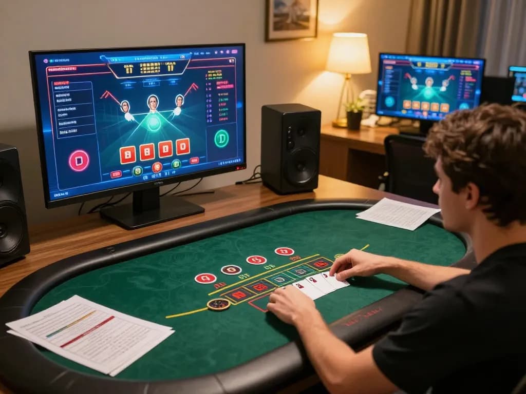 Player enjoying m88zo online blackjack with engaging live dealer, surrounded by strategic notes.
