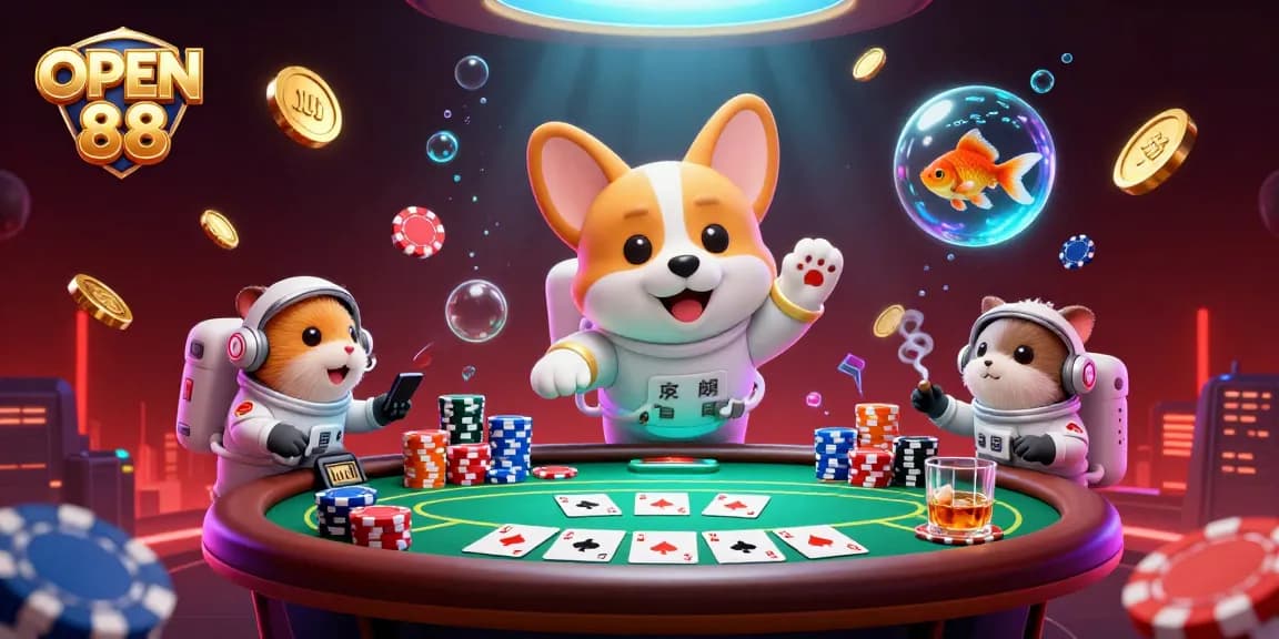 Experience thrilling poker action with OPEN 88 inside a cosmic casino adventure.