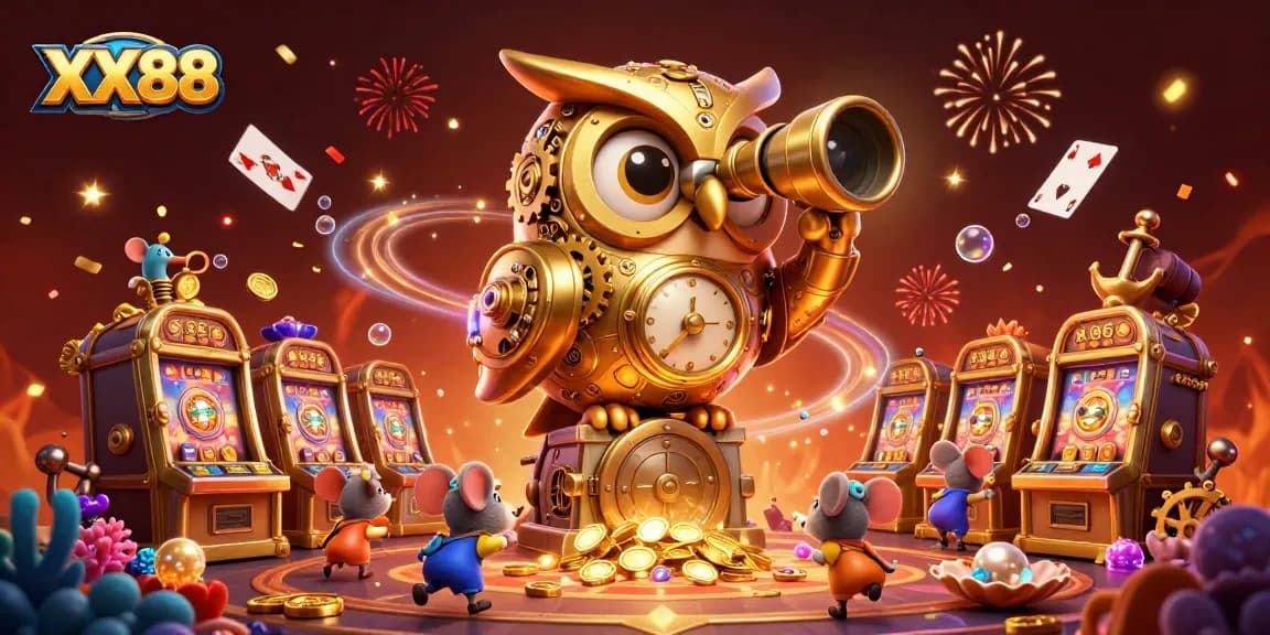 Engage in thrilling gameplay and winnings at XX88 with lively casino atmosphere and charming characters.