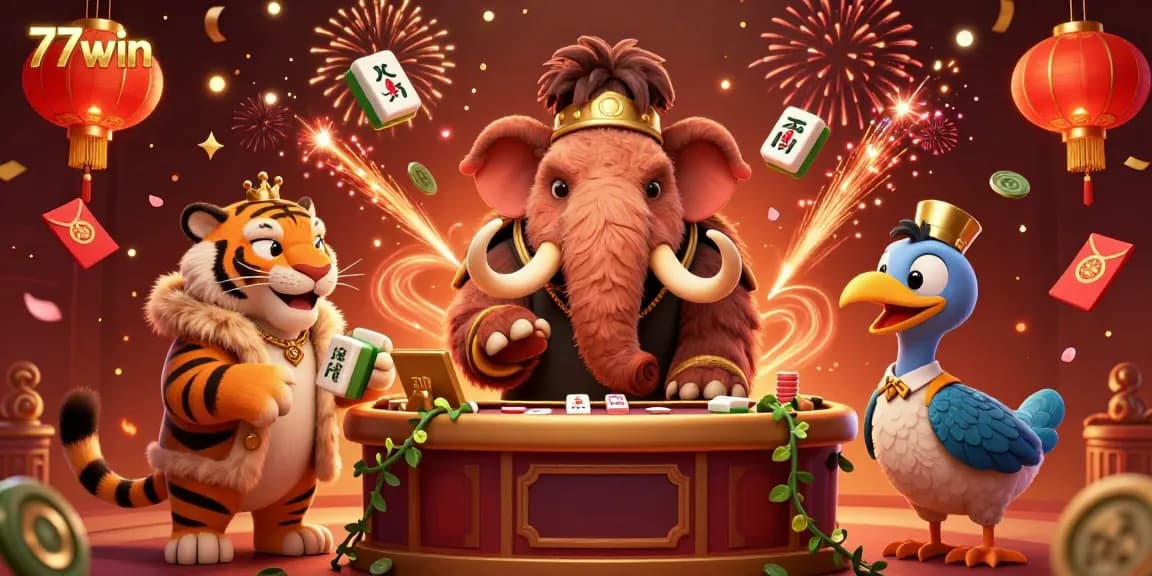 Experience the vibrant ambiance at 77win casino with rich 3D detailed characters and festive gaming elements.