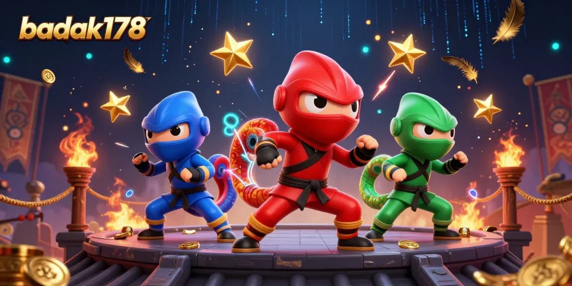 Join badak178 for thrilling gameplay in a vibrant 3D casino environment featuring dynamic chameleon ninjas.