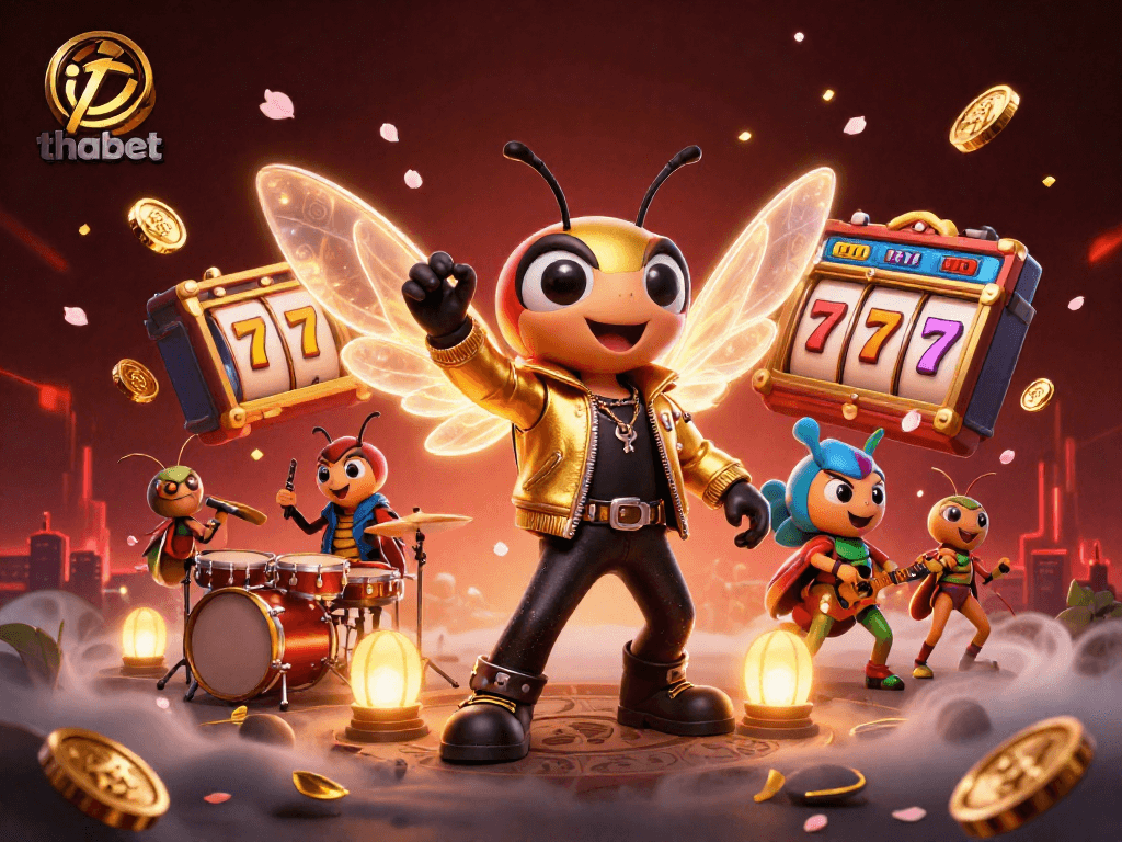 Experience thabet's exciting gaming scene with dynamic characters and vibrant casino elements.