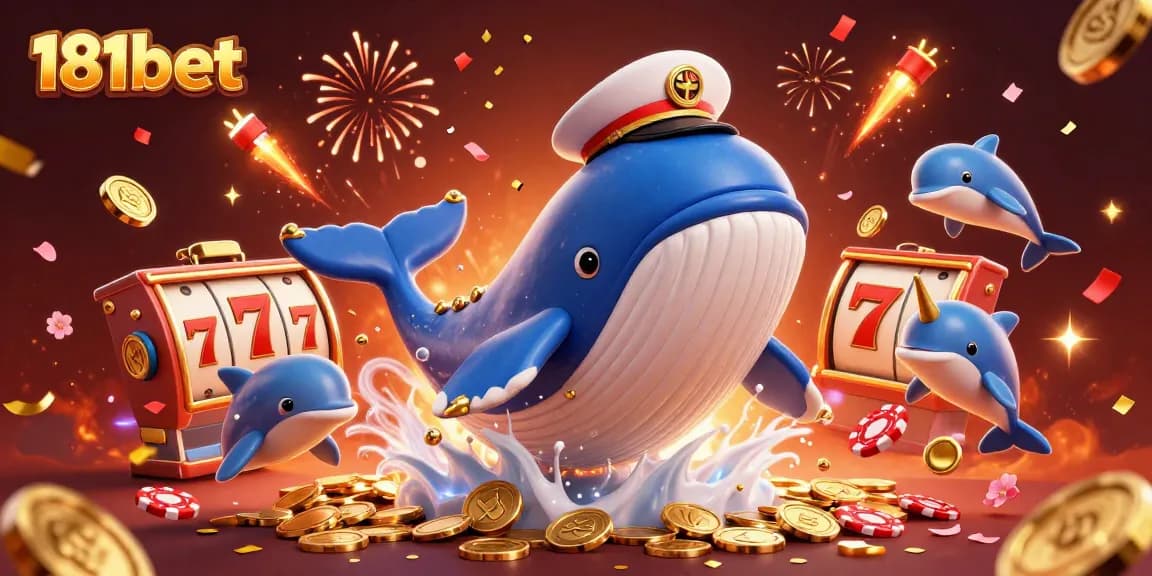 Experience the thrill of winning with 181bet, featured in an energetic casino-themed illustration filled with excitement.