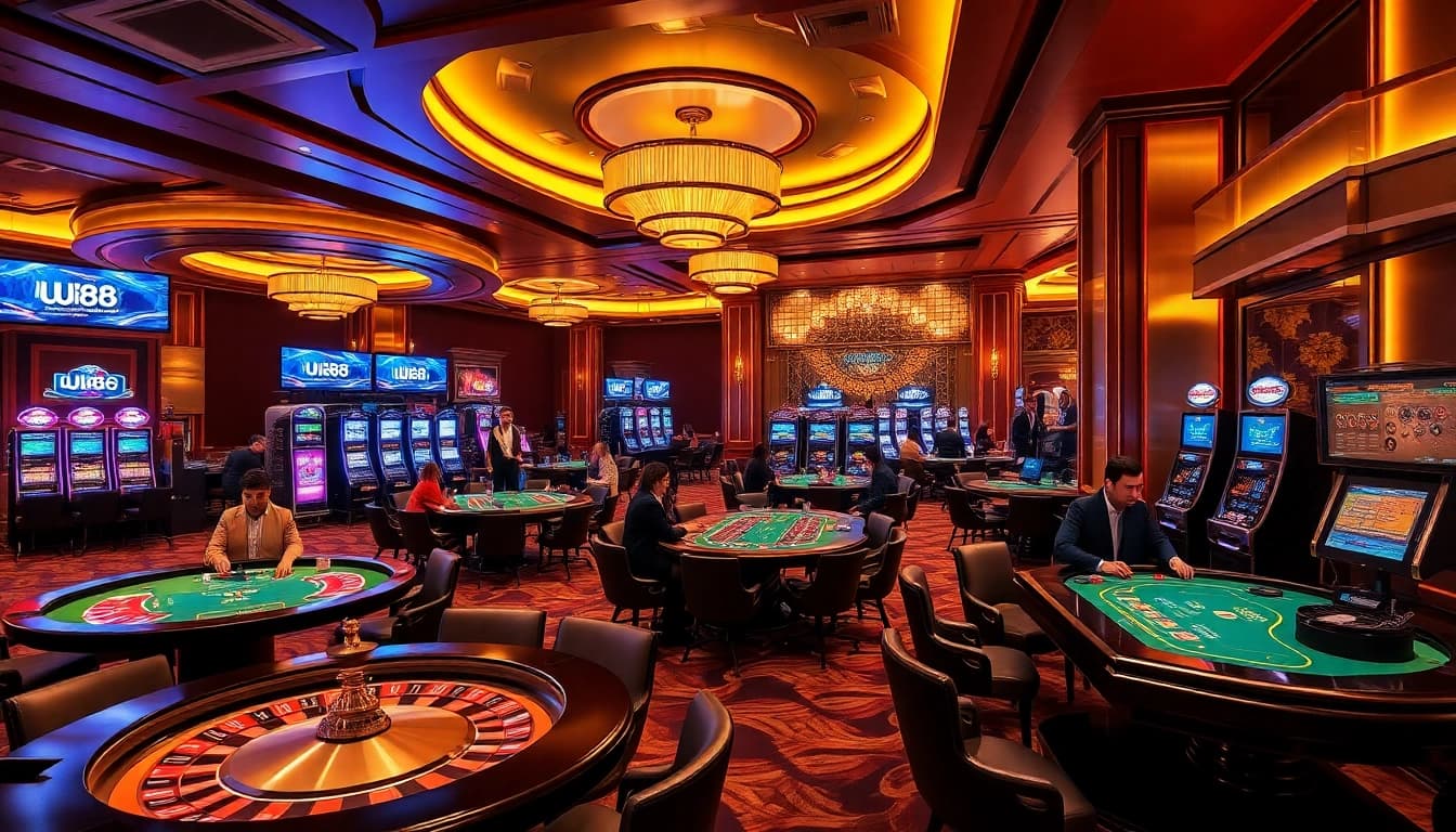 Players enjoying diverse games at UU88 Casino, showcasing vibrant tables and exciting atmosphere.