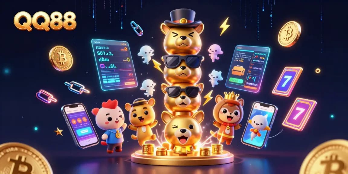 Capture winning strategies at QQ88 casino with vibrant game elements and 3D character animations.