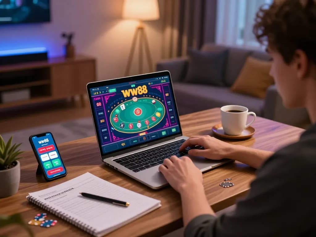 Experience online gaming at ww88 with dynamic poker action in a cozy home setting.