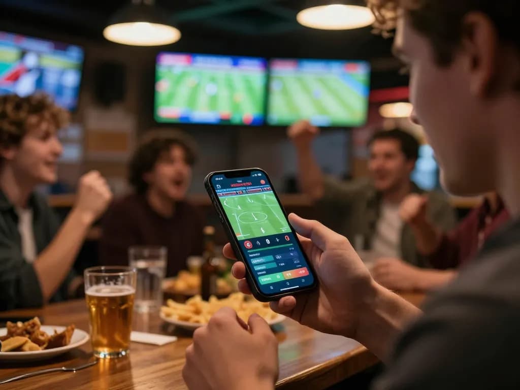 Capturing the excitement of sports betting on football matches, showcasing tin soi kèo in action with live odds displayed.