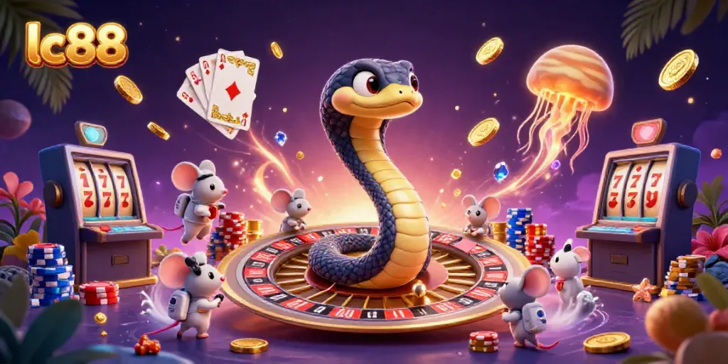 Experience thrilling bets on lc88's cosmic roulette wheel with astronaut mice and a jellyfish dealer.