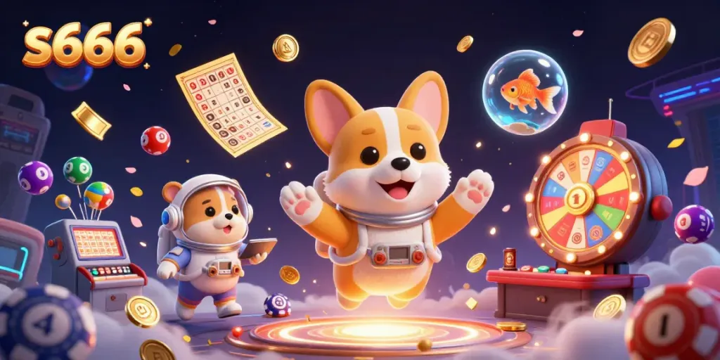 Experience the thrill of s666 with a corgi astronaut and dynamic casino elements in zero gravity.