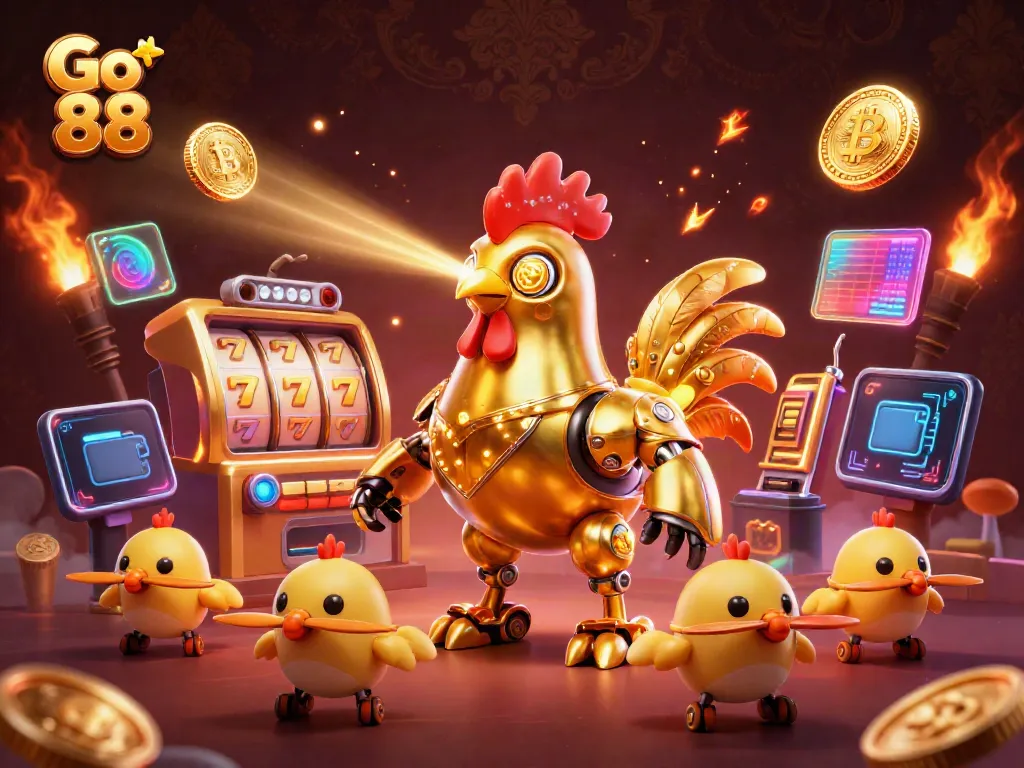 Engage in exciting gameplay with Go 88 featuring colorful slot reels and vibrant characters.
