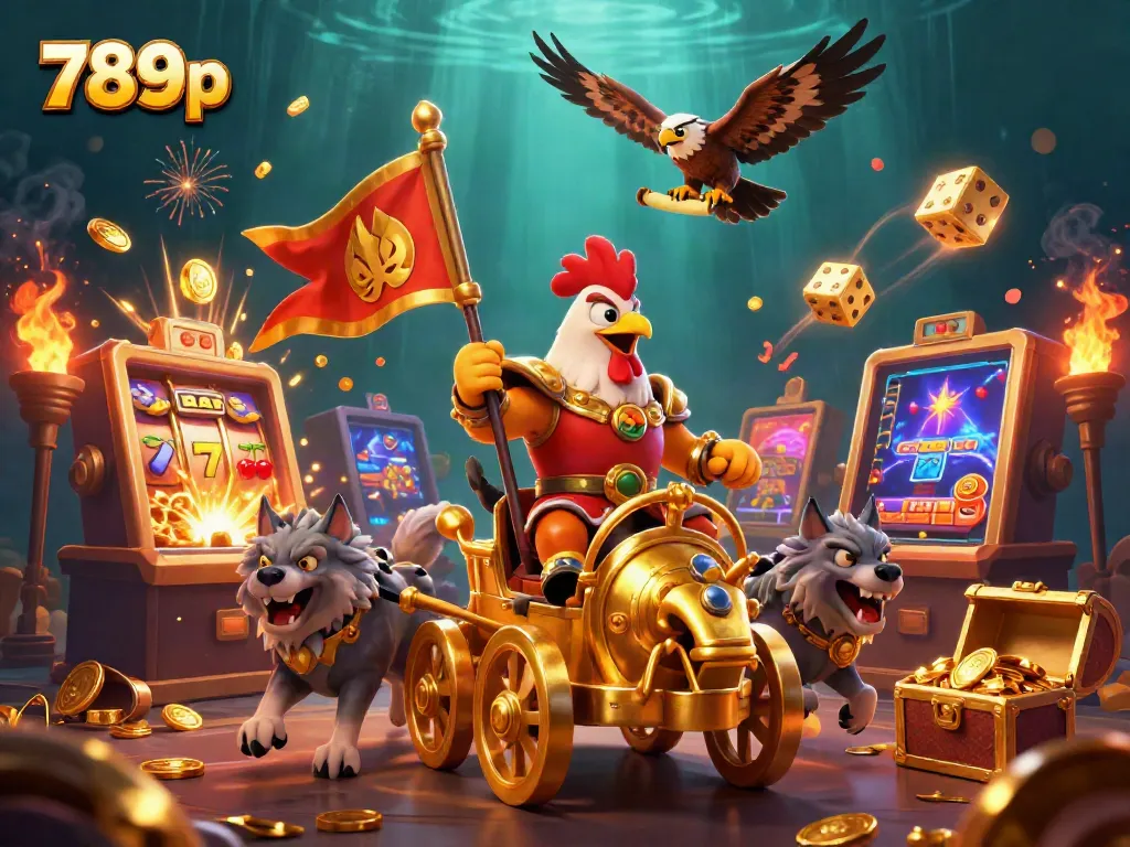Experience the thrill of 789p with a vibrant scene of gaming excitement and treasure.