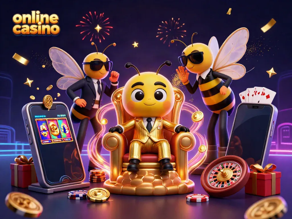 Experience an exciting online casino scene featuring a bumblebee mob boss and dynamic gaming elements.