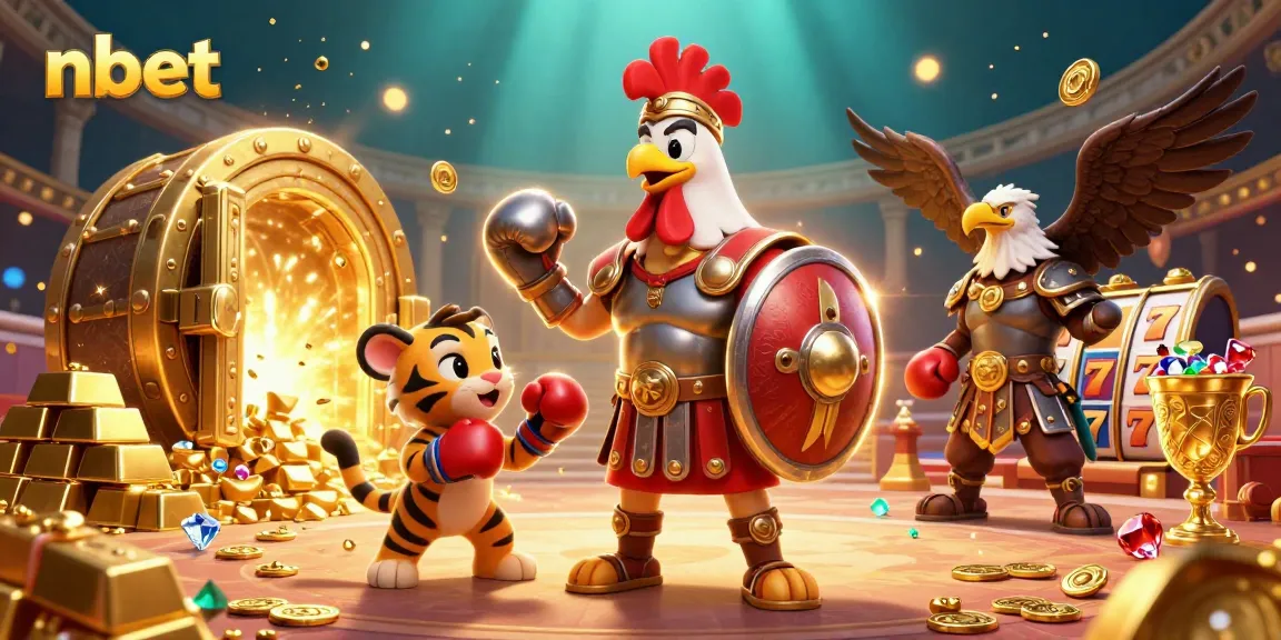 Spin and win at nbet with a vibrant 3D illustration depicting a dynamic casino scene.