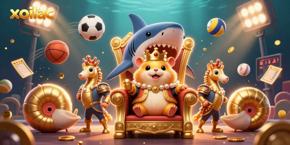 Bet on the vibrant kingdom of Xoilac where the golden hamster king rules amidst dynamic sports elements and grandeur.