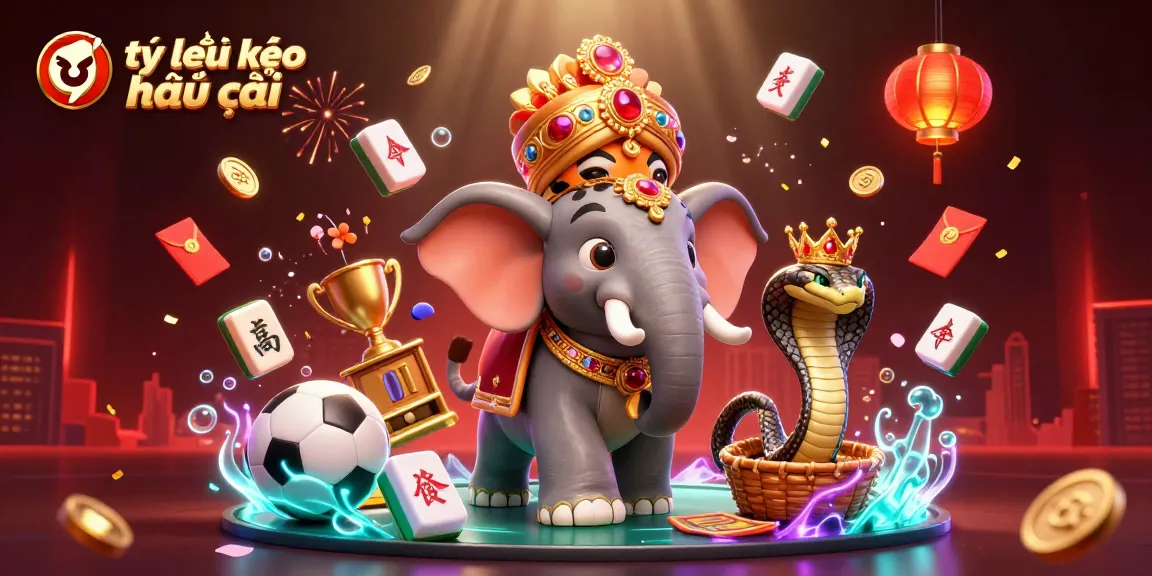 Engage in thrilling betting with tỷ lệ kèo nhà cái showcased through vibrant sports-themed 3D elements.