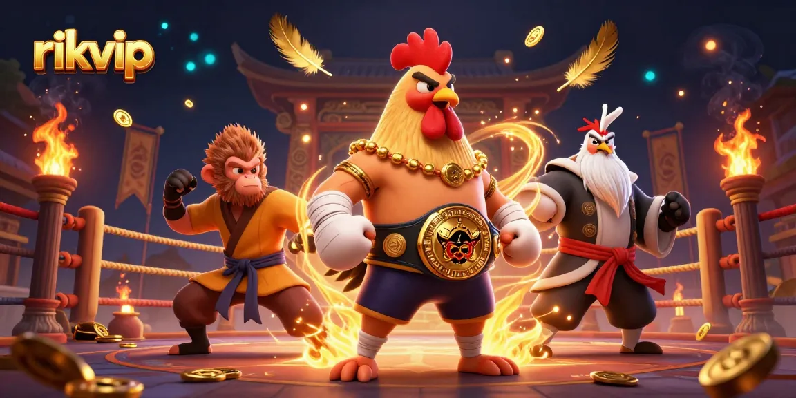 Experience intense gaming moments with rikvip as characters battle amid vibrant casino-themed visuals.
