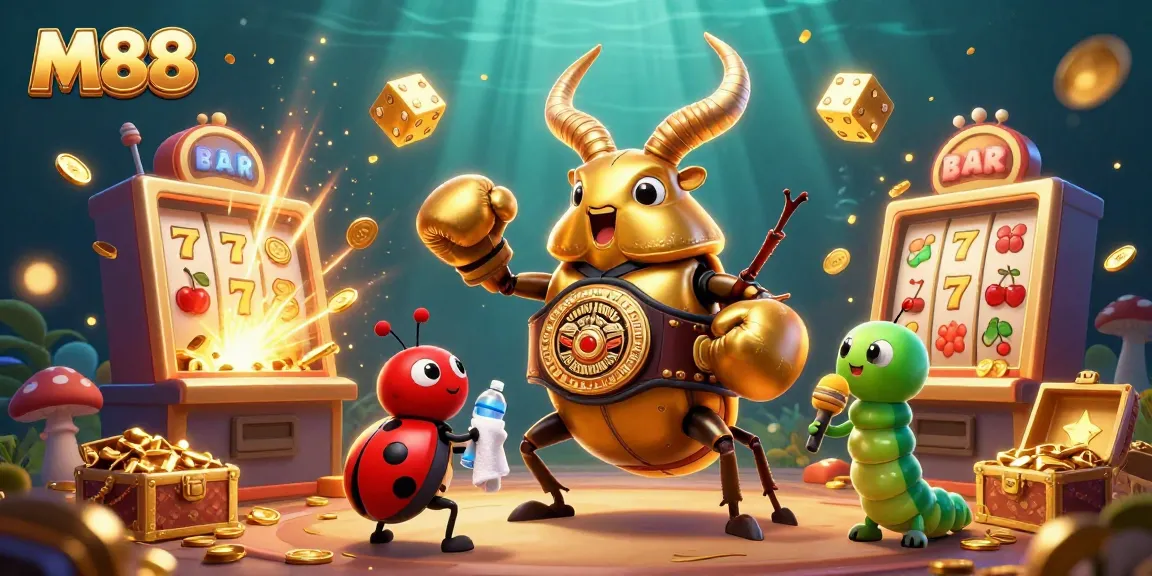 M88 Casino features an exciting 3D digital illustration of animated characters and jackpot themes.