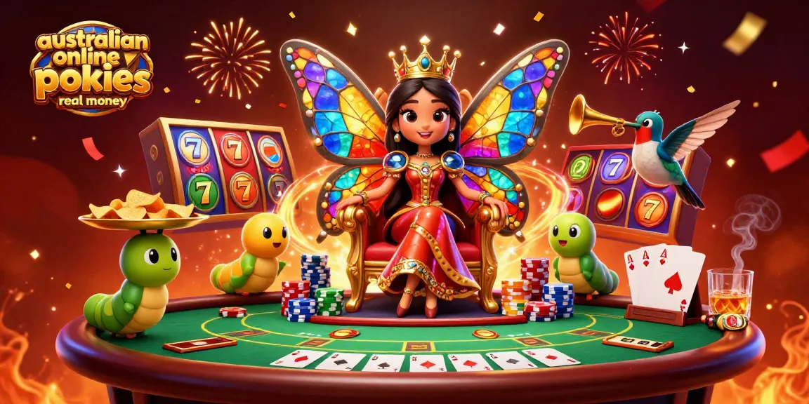 Experience fun spins at australian online pokies real money gaming with vibrant 3D characters and lively casino elements.
