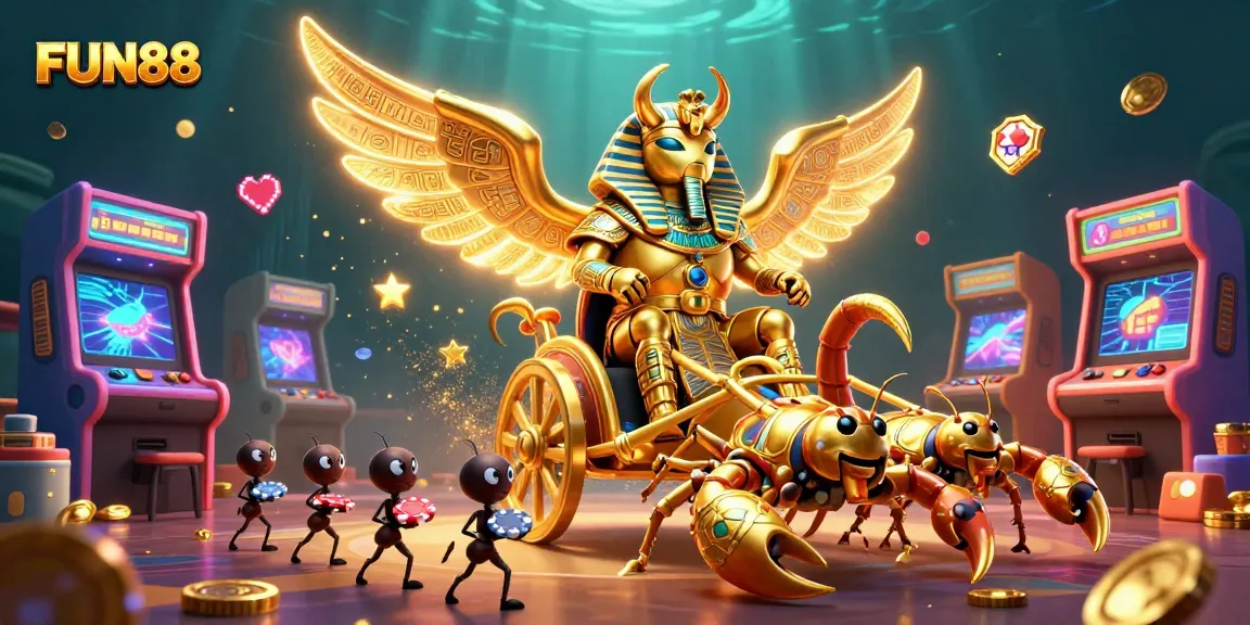 Experience thrilling gameplay at FUN88 with a dazzling casino scene featuring iconic elements and vibrant characters.