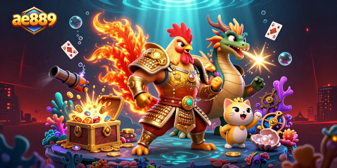 Experience thrilling gameplay at ae889 with a dynamic casino scene featuring unique characters and vibrant animations.