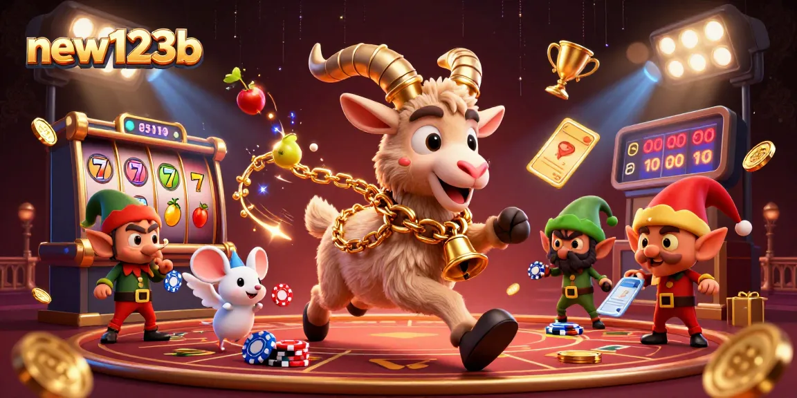 Experience new123b with festive 3D casino chaos as Krampus and joyful characters enliven the scene.