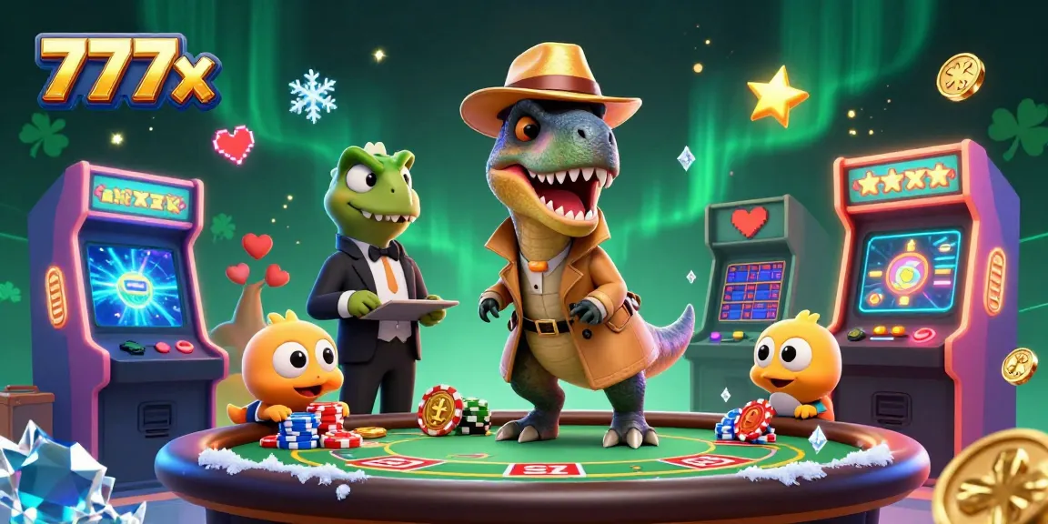 Engage in thrilling action with 777x at a blackjack table featuring cartoon dinosaurs.