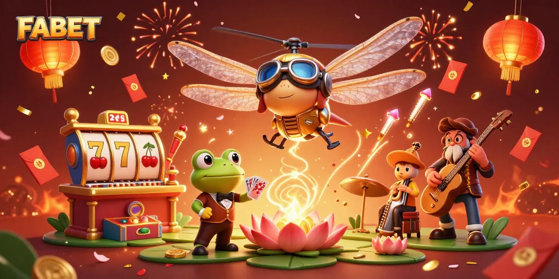 Experience the excitement of FABET with lively characters playing in a vibrant casino scene.