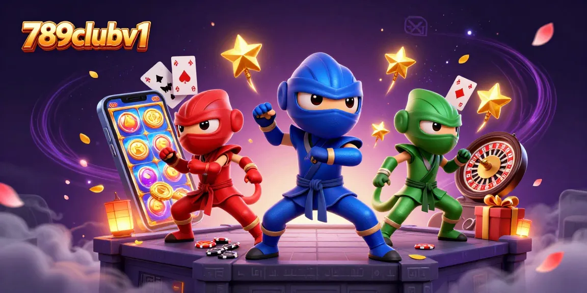 Engage with thrilling games at 789clubv1 featuring a dynamic chameleon ninja team and colorful slot elements.